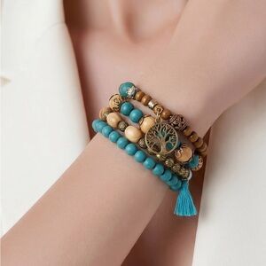 NWT - Bohemian Boho Style Stack Bead Bracelet - Stretxhy fits all sizes Handmade